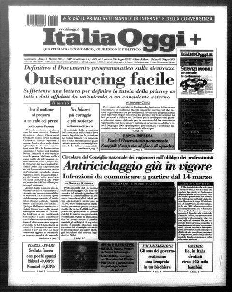 Italia oggi : quotidiano di economia finanza e politica